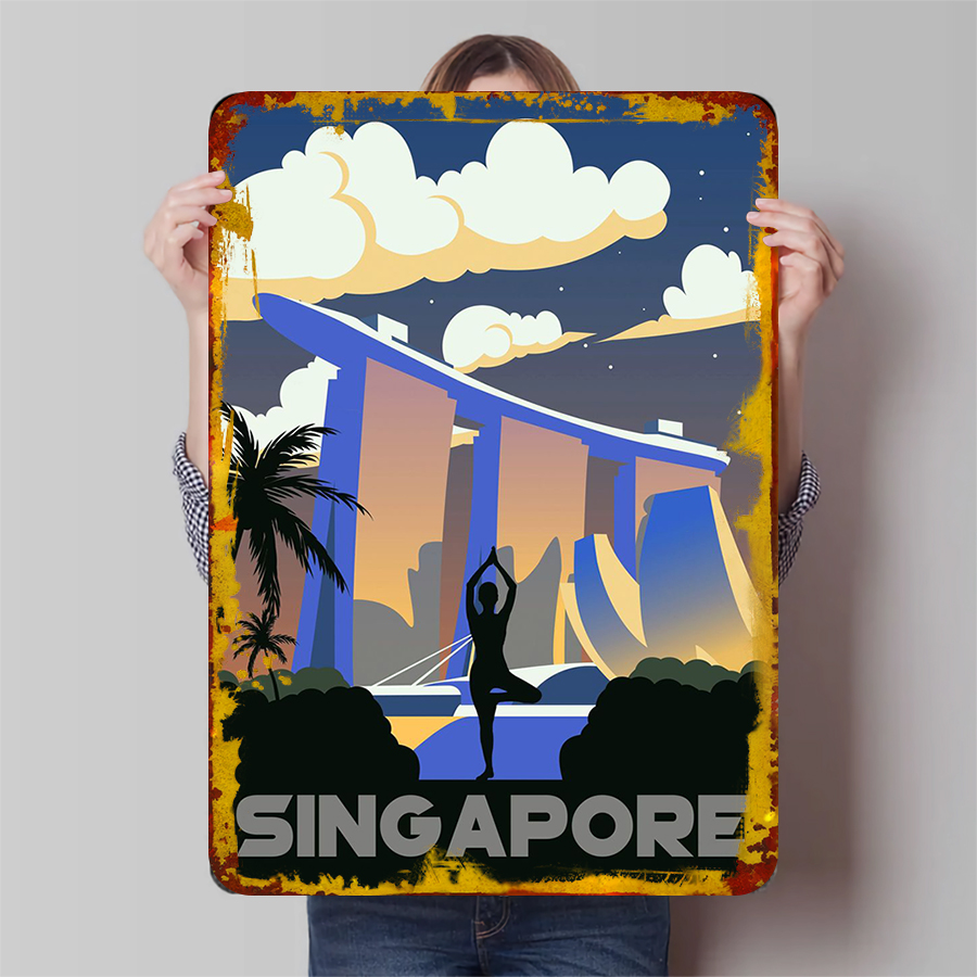 Home Office Singapore - Singapur Marina Bay Kumları Yoga Siluet