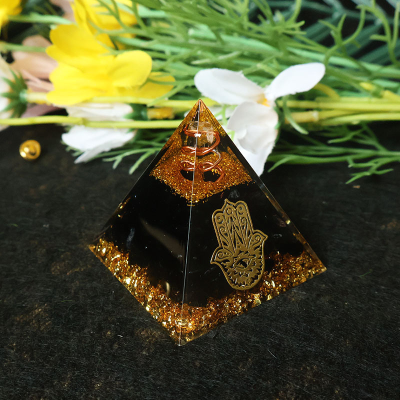 Home Office For - Hamsa Eli Reçine Kristal Piramit Siyah