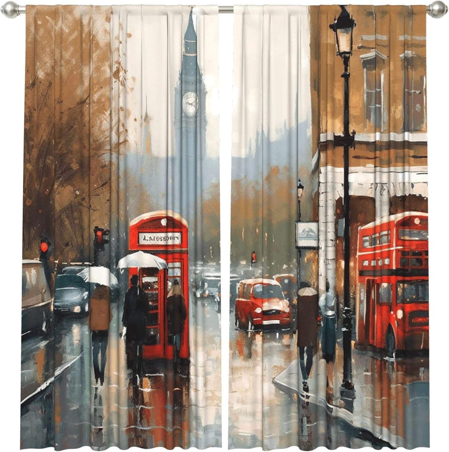Home Office Of London - Vintage Londra Sokak Sanatı Perdesi Polyester