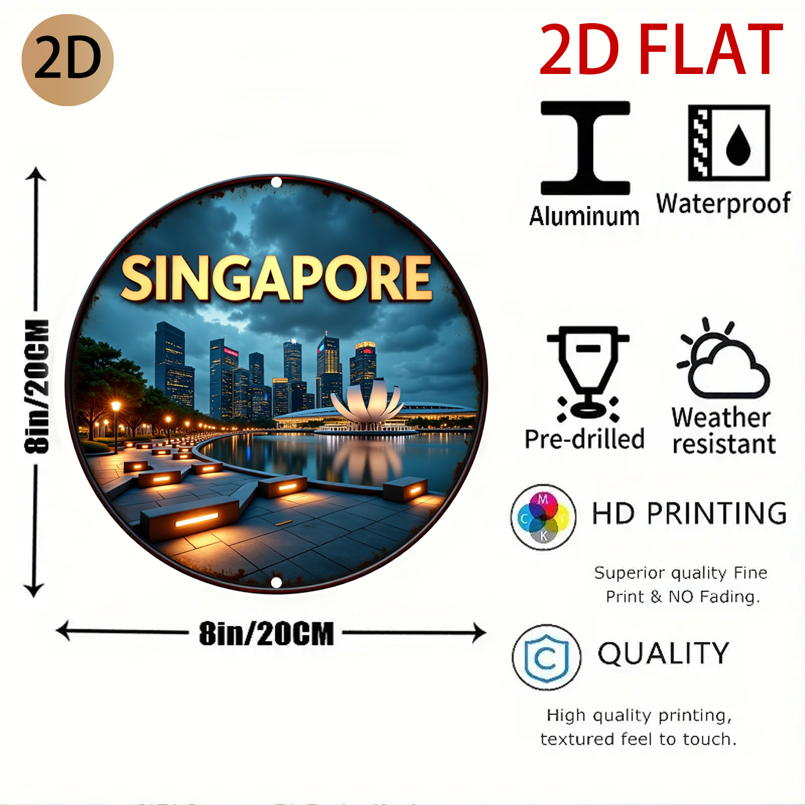 2D Düz Dairesel Şehir Manzaras - Home Office Singapore incelemesi ve fiyatı