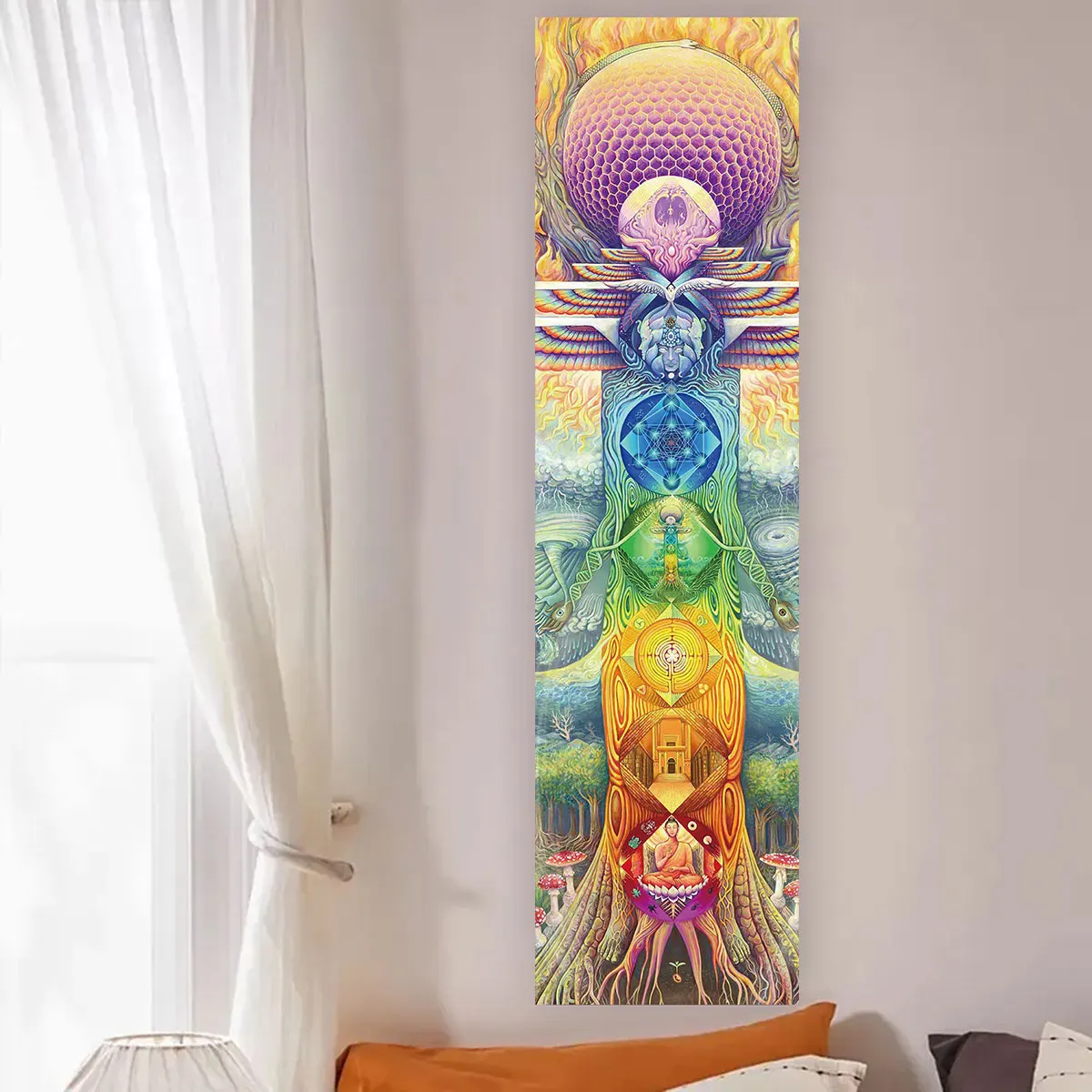 Renkli Çakra duvar halısı Yoga - Home Office Yoga Room incelemesi ve fiyatı
